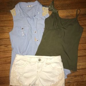 DenimCrochetShorts  DenimButtonDownShirt & tank